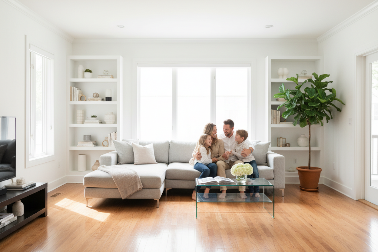 FAMILY IN A CLEAN HOME